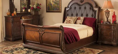 Wilshire Sleigh Bed in Brown / Cherry by Davis Intl.