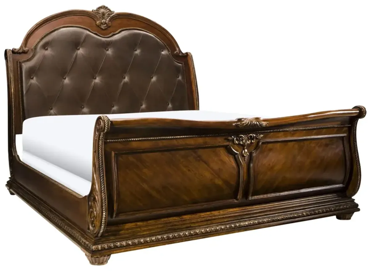 Wilshire Sleigh Bed in Brown / Cherry by Davis Intl.