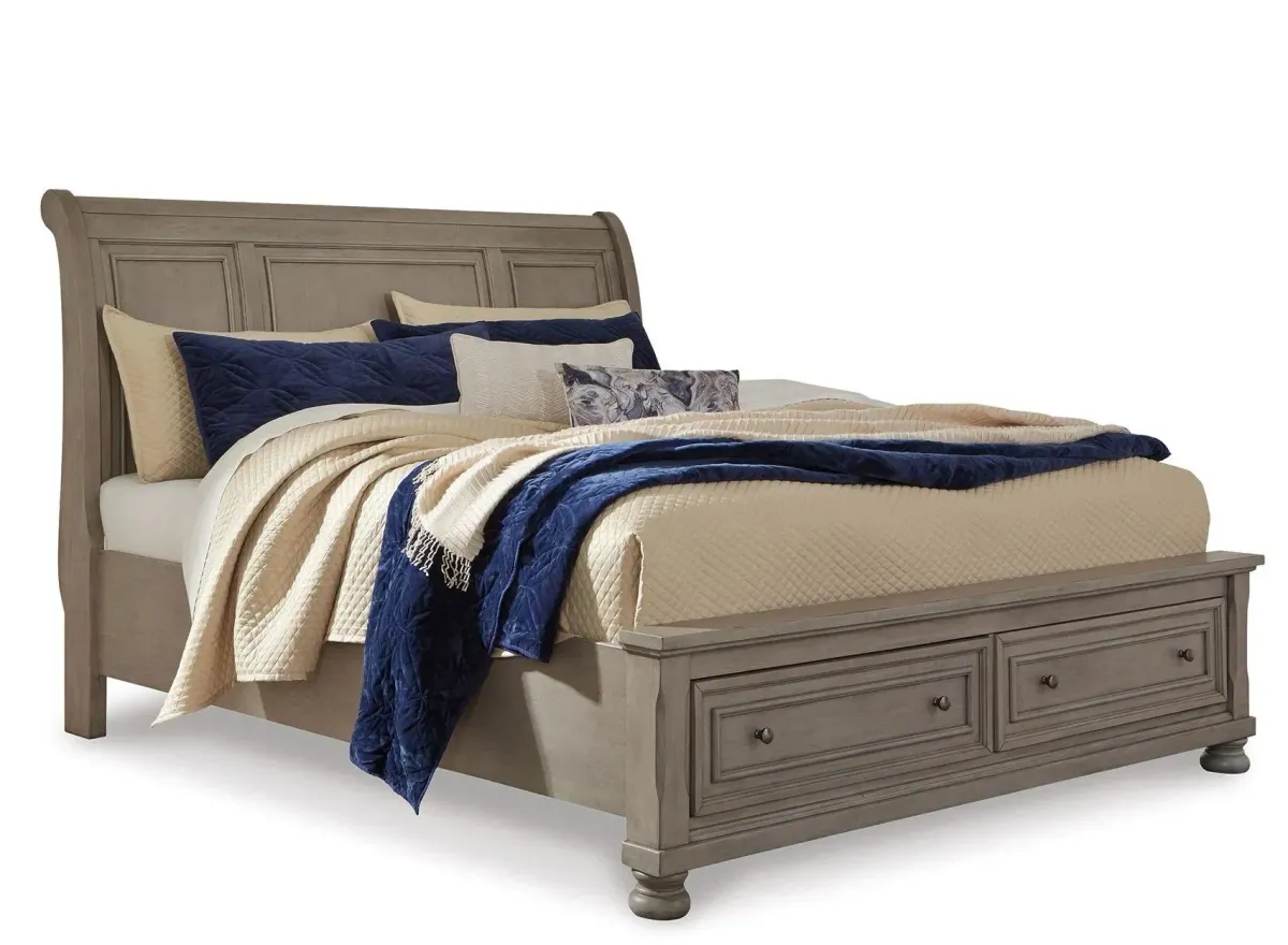 Lettner California King Sleigh Bed in Light Gray by Ashley Furniture