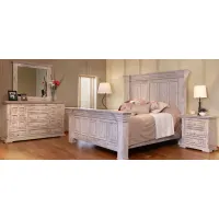 Terra Panel Bed in Vintage White by International Furniture Direct