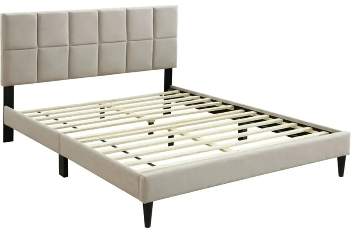 Evelyn Upholstered Bed w/ USB in Off White by Bernards Furniture Group