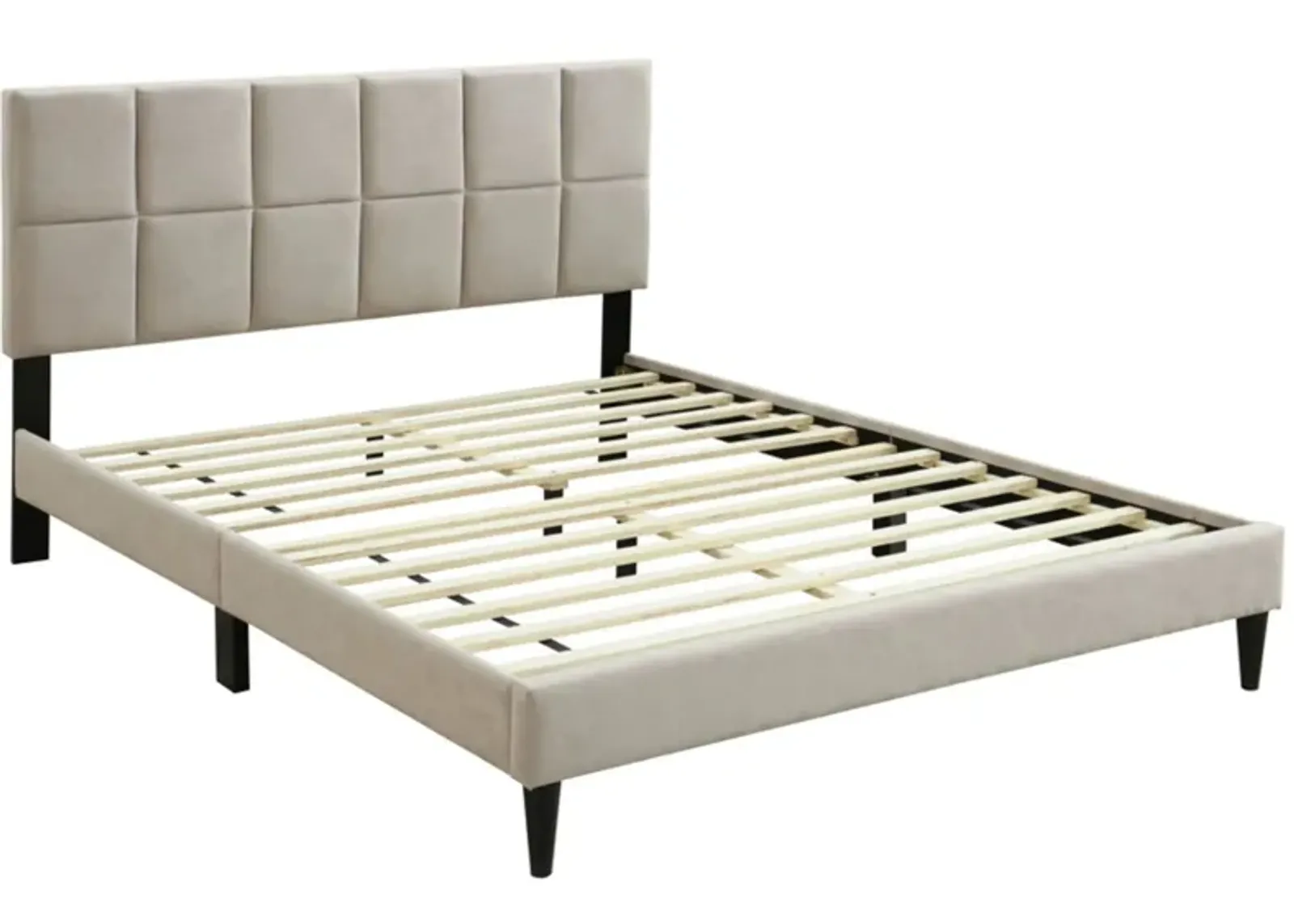 Evelyn Upholstered Bed w/ USB in Off White by Bernards Furniture Group