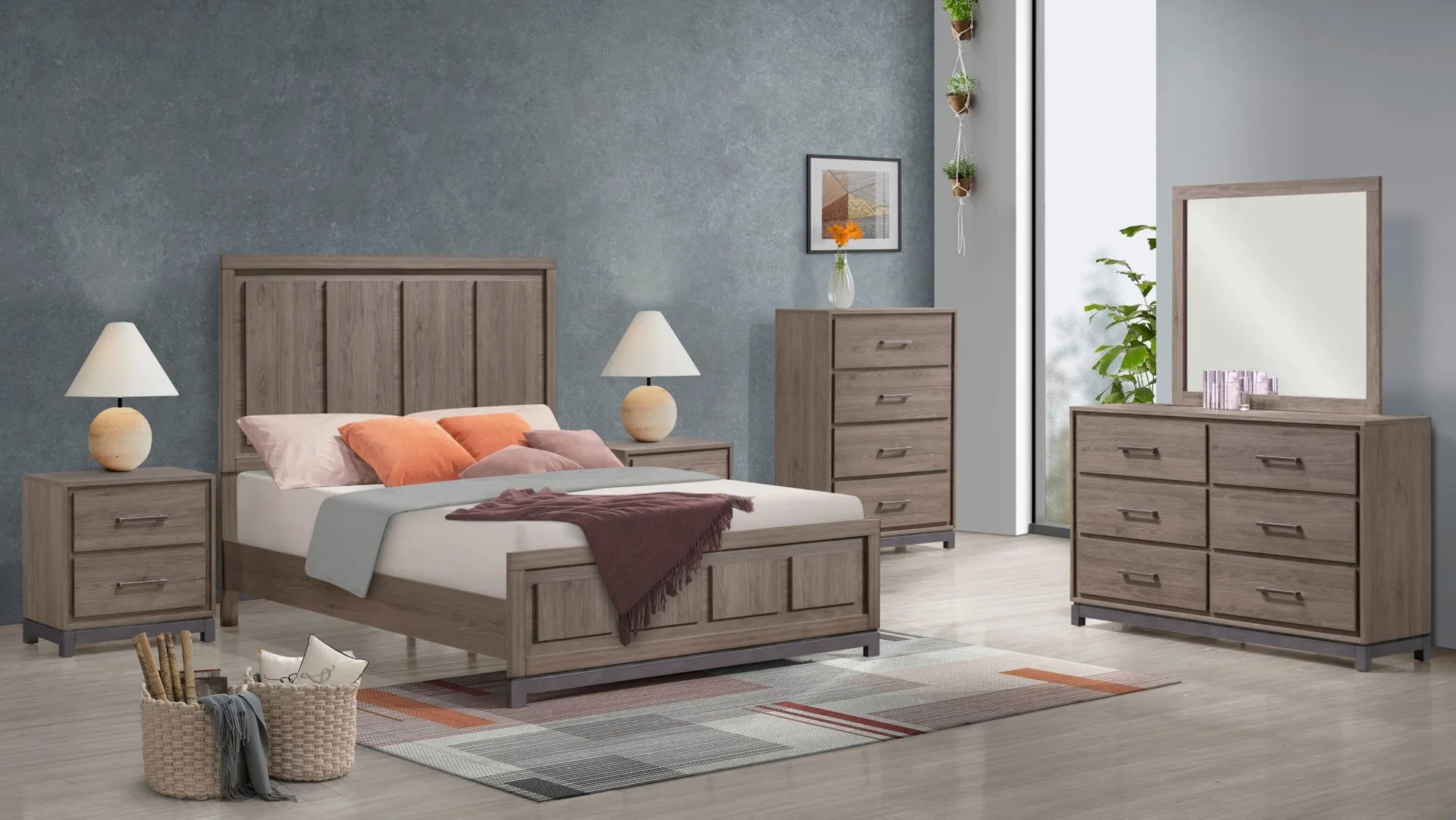 River 6-pc Bedroom in Canyon Oak by Crown Mark