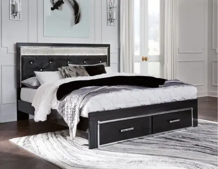 Kaydell King Upholstered Panel Storage Bed in Black by Ashley Furniture