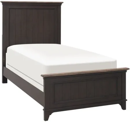 Dakota Full Panel Bed in Wirebrushed Black w/ Ember Gray Tops by Liberty Furniture