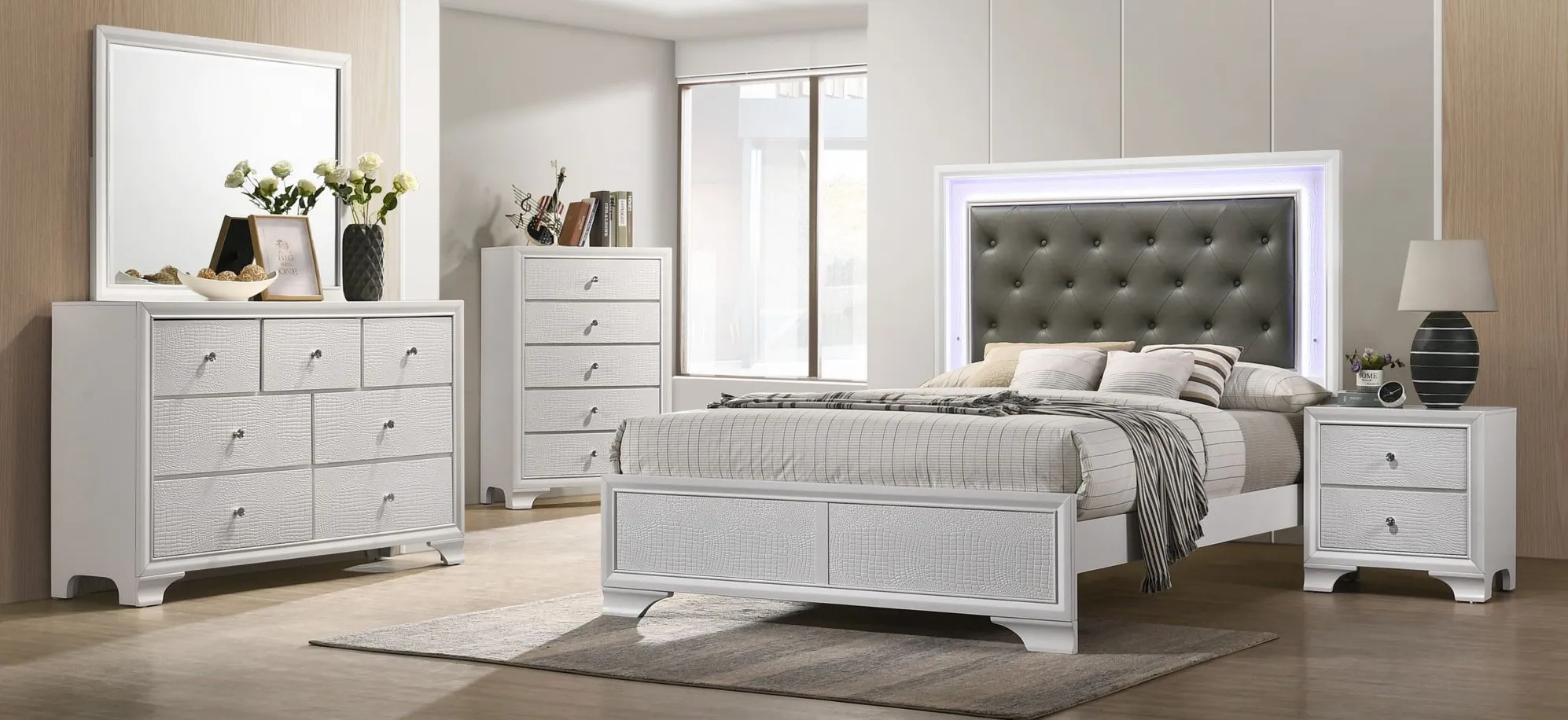 Lyssa Bed in FROST by Crown Mark