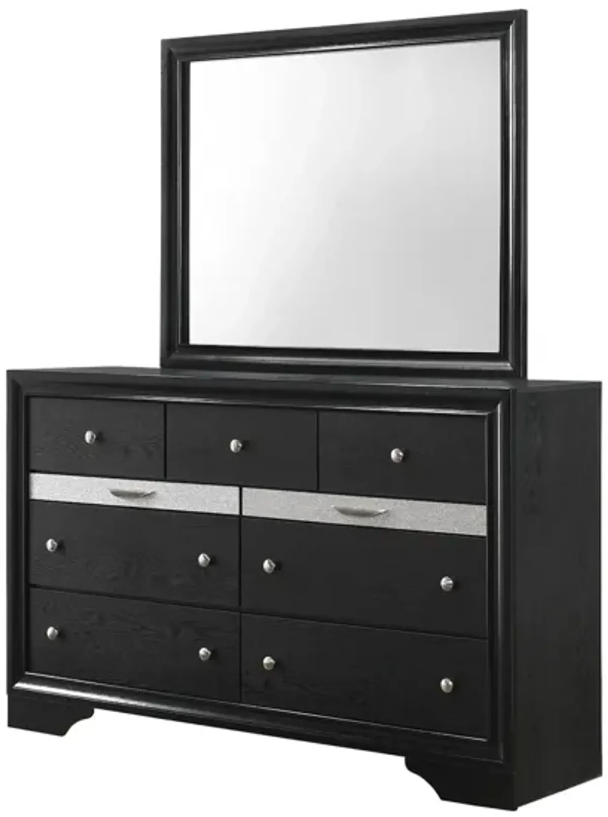 Regata Bedroom Dresser with Mirror in Black/Silver by Crown Mark