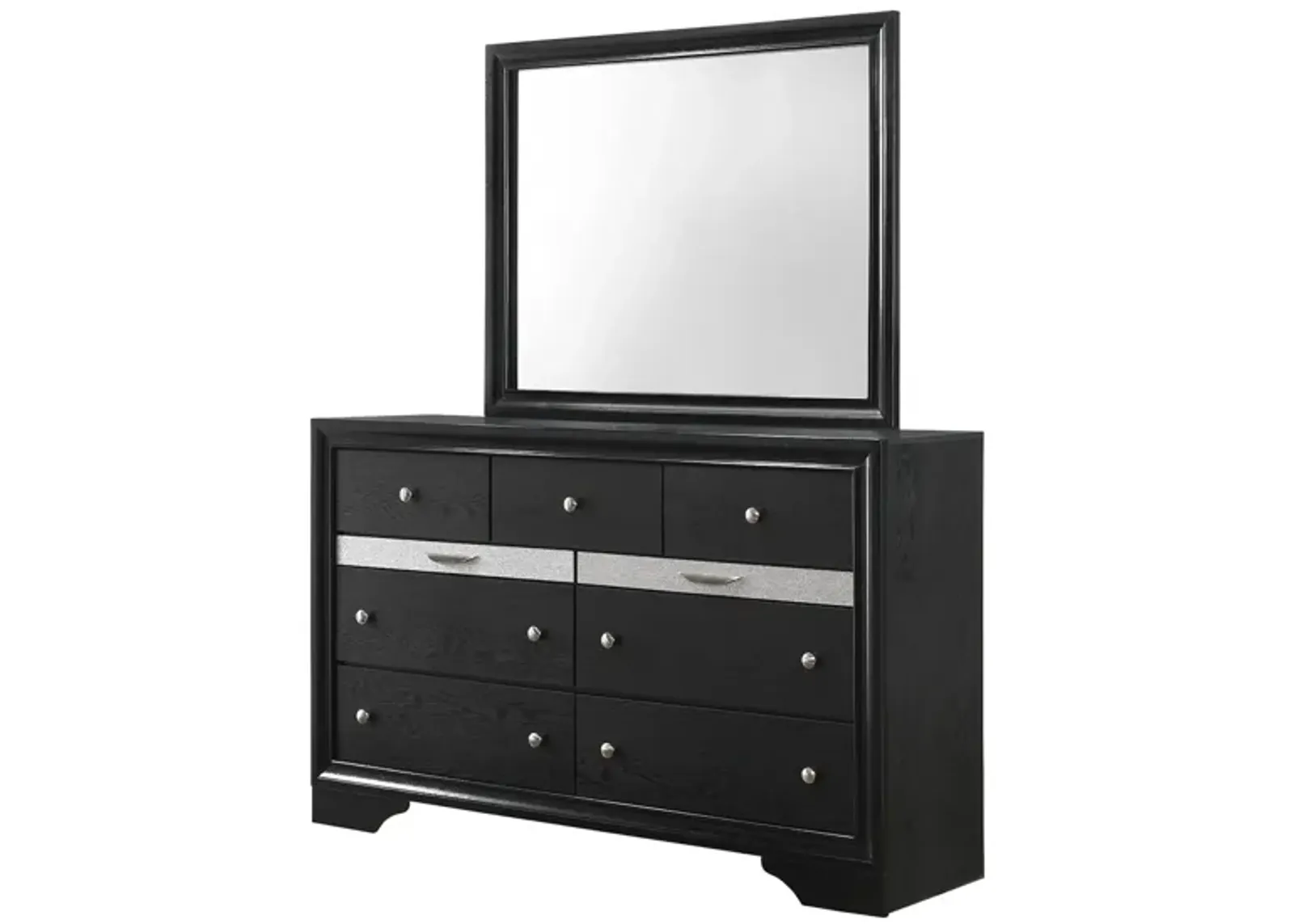 Regata Bedroom Dresser with Mirror in Black/Silver by Crown Mark