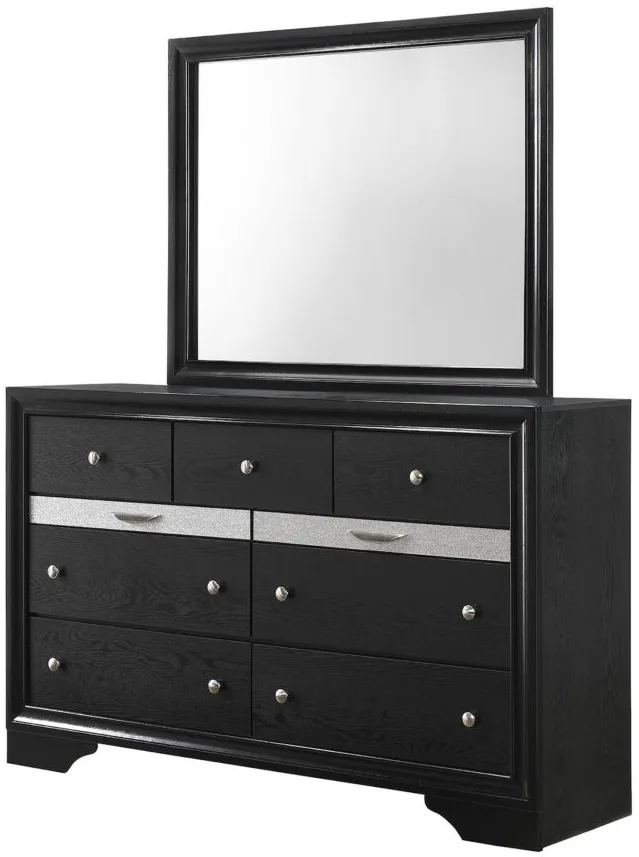 Regata Bedroom Dresser with Mirror in Black/Silver by Crown Mark