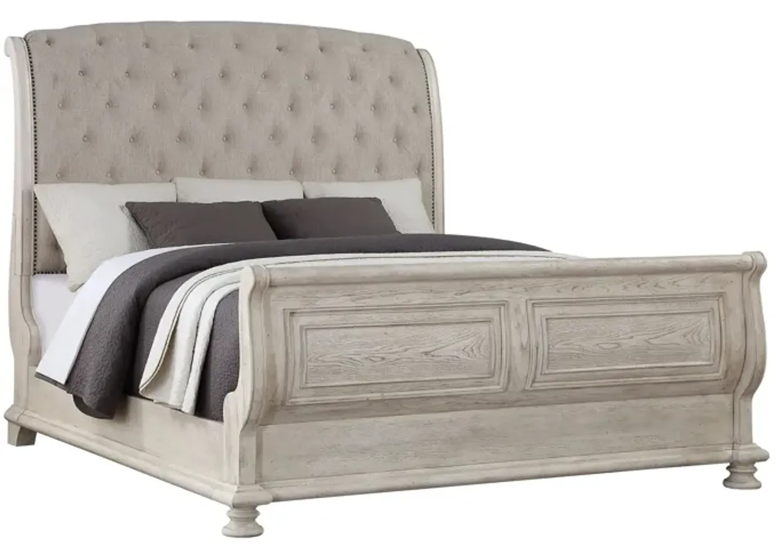 Barton Creek Upholstered Sleigh Bed in White by Avalon Furniture