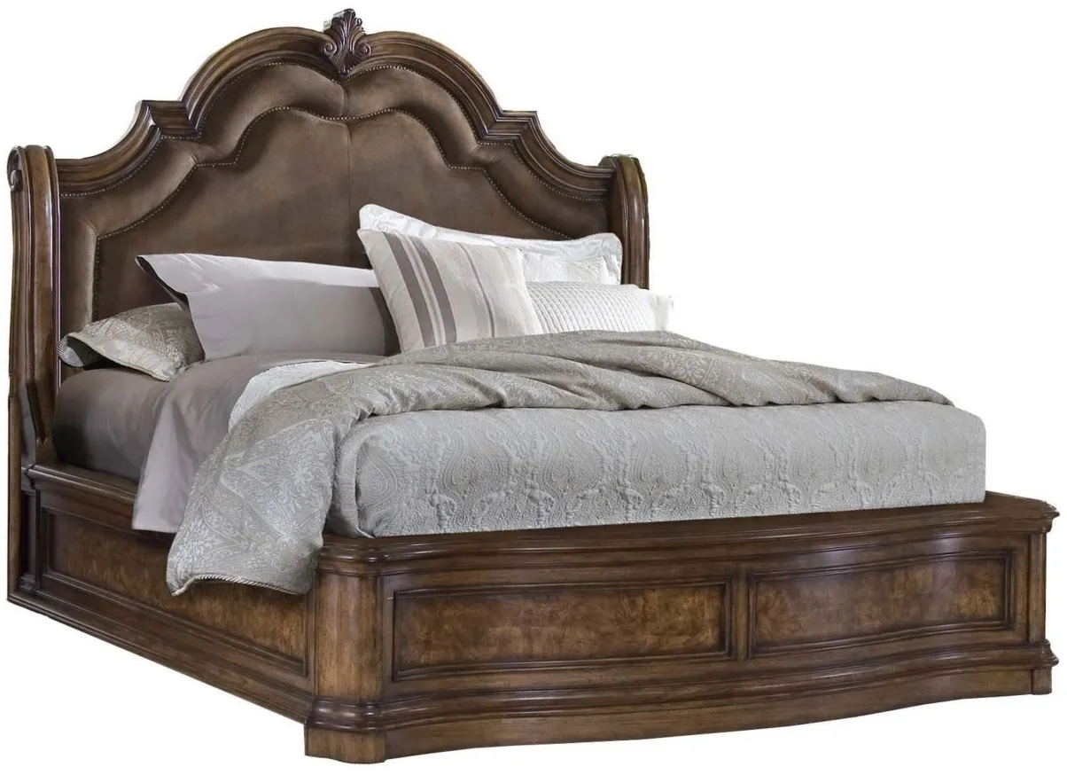 San Mateo Queen Sleigh Bed in Brown by Bellanest.