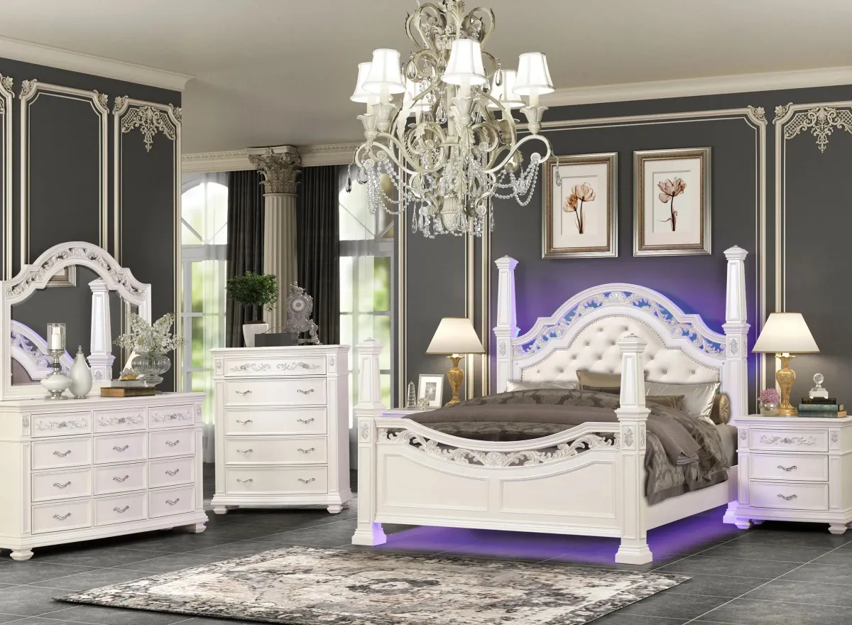 Valentina 5-pc. Bedroom Set in Pearl by Cosmos Furniture