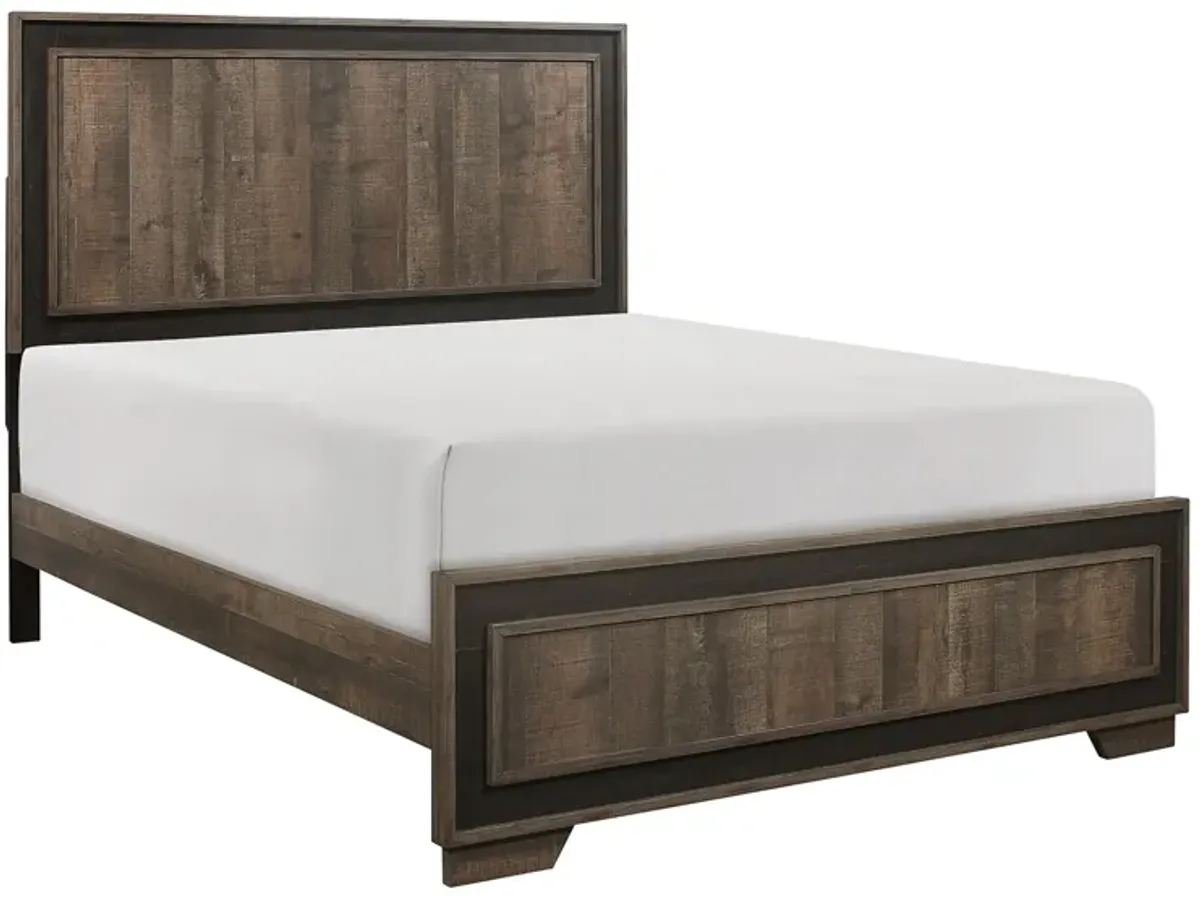 Kerren Panel Bed in rustic mahogany and dark ebony by Homelegance