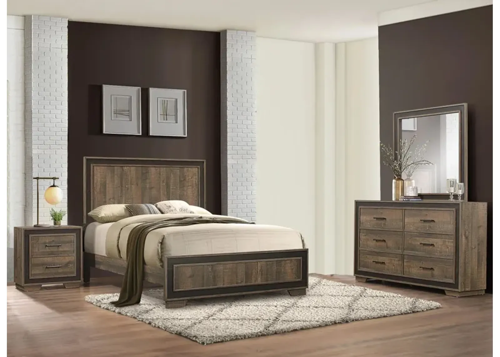 Kerren 4-pc Bedroom Set in Rustic Mahogany and Dark Ebony by Homelegance