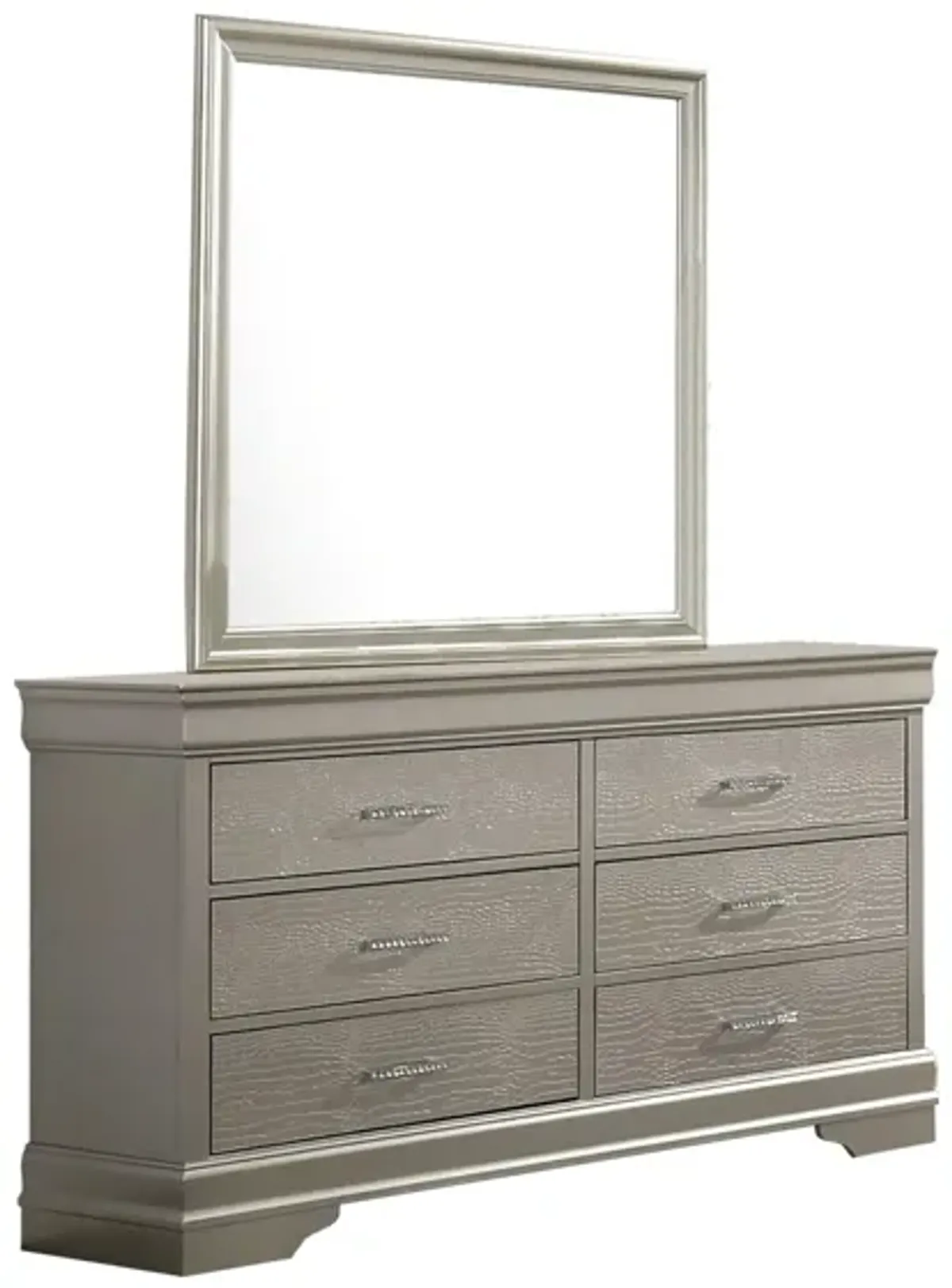 Amalia Bedroom Dresser w/ Mirror in Champagne Silver by Crown Mark