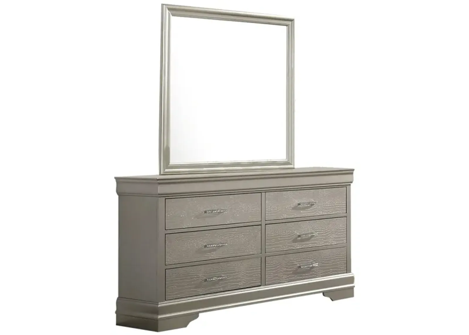 Amalia Bedroom Dresser w/ Mirror in Champagne Silver by Crown Mark