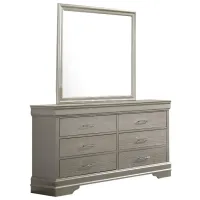 Amalia Bedroom Dresser w/ Mirror in Champagne Silver by Crown Mark