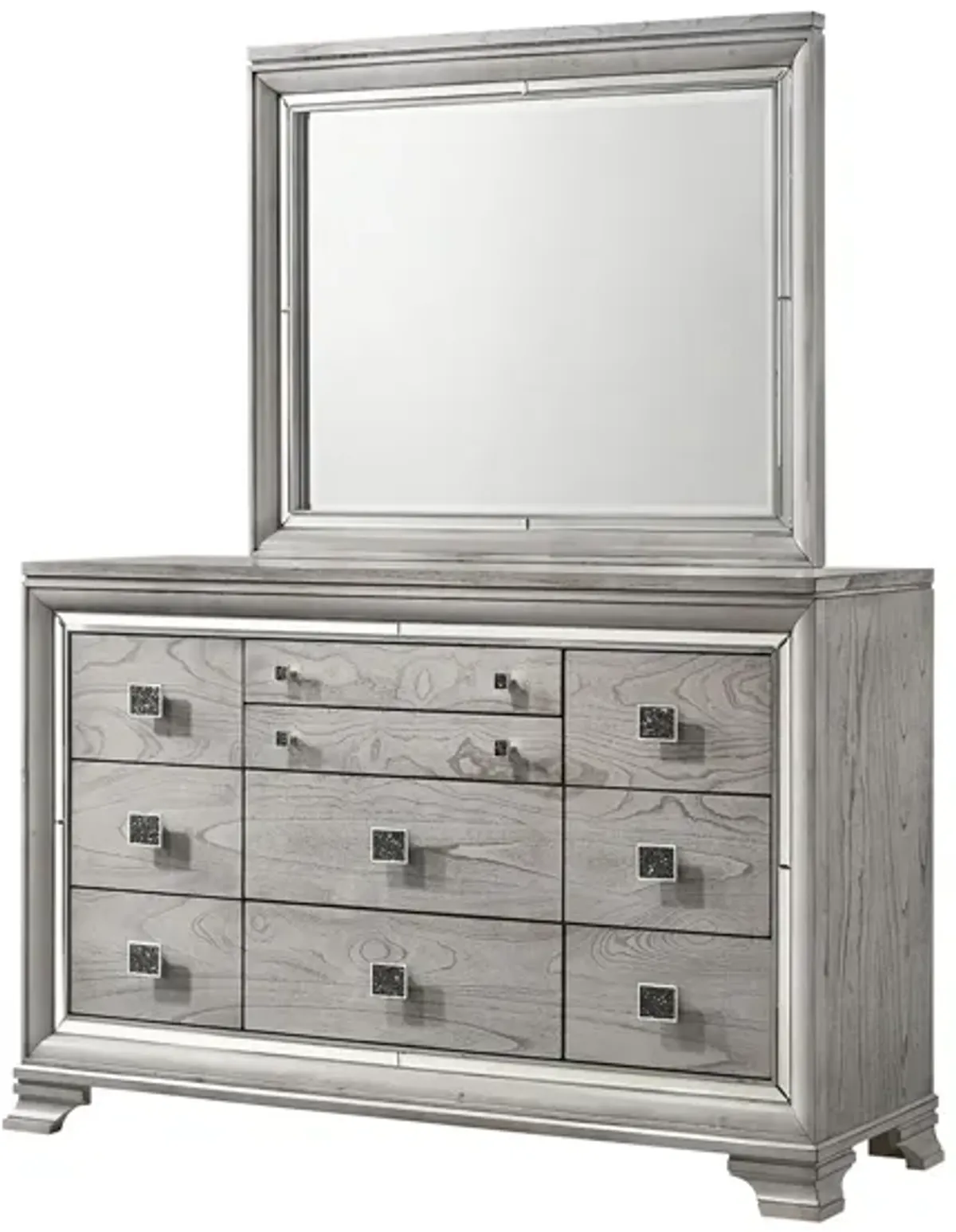 Vail Bedroom Dresser w/ Mirror in Light Gray by Crown Mark