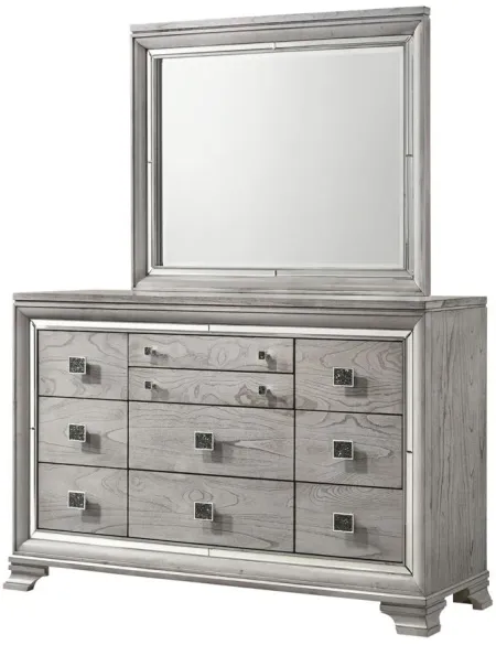 Vail Bedroom Dresser w/ Mirror in Light Gray by Crown Mark