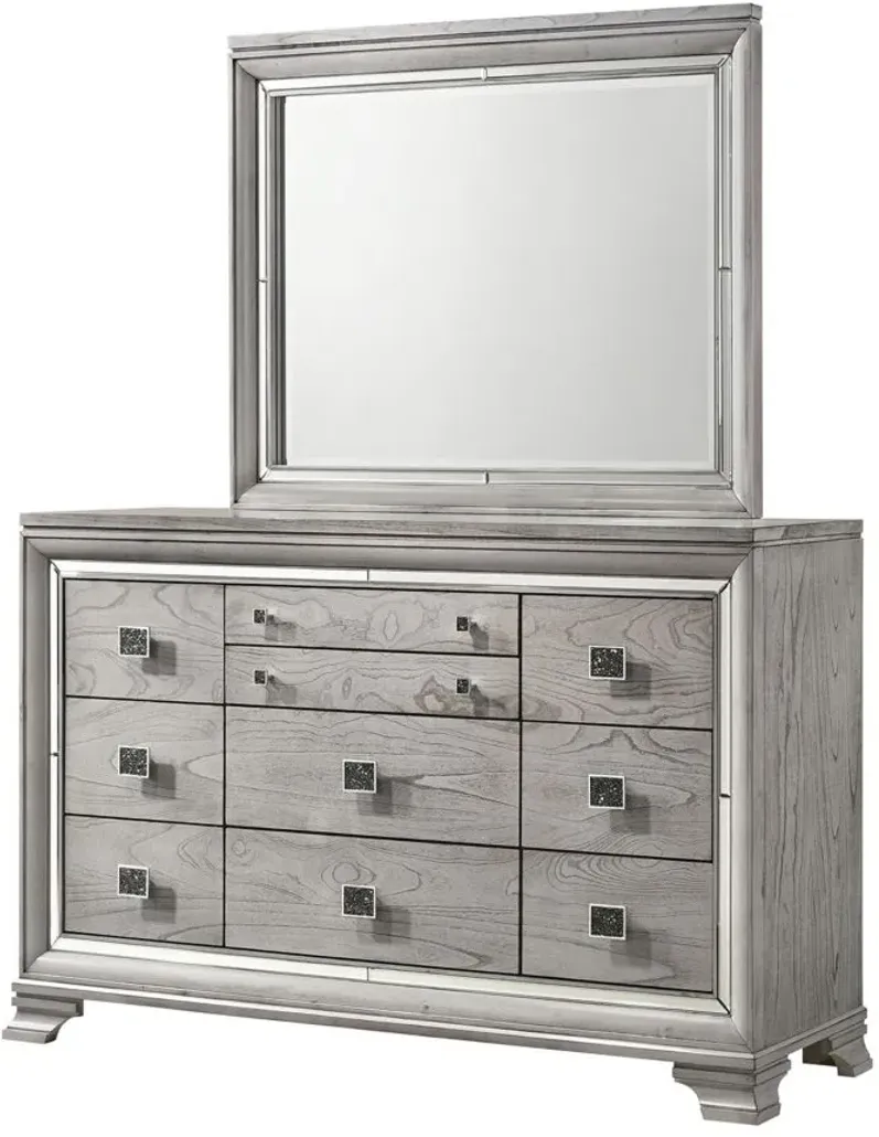 Vail Bedroom Dresser w/ Mirror in Light Gray by Crown Mark