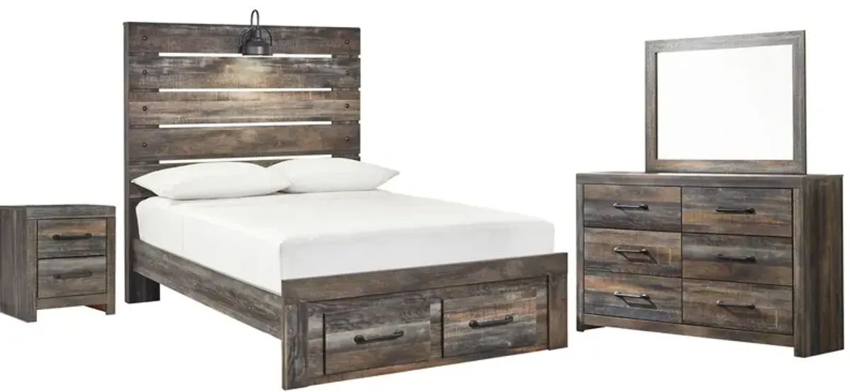 Luna 4-Pc. Panel Bedroom Set w/Storage in Rustic Brown by Ashley Furniture