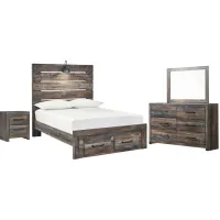 Luna 4-Pc. Panel Bedroom Set w/Storage in Rustic Brown by Ashley Furniture