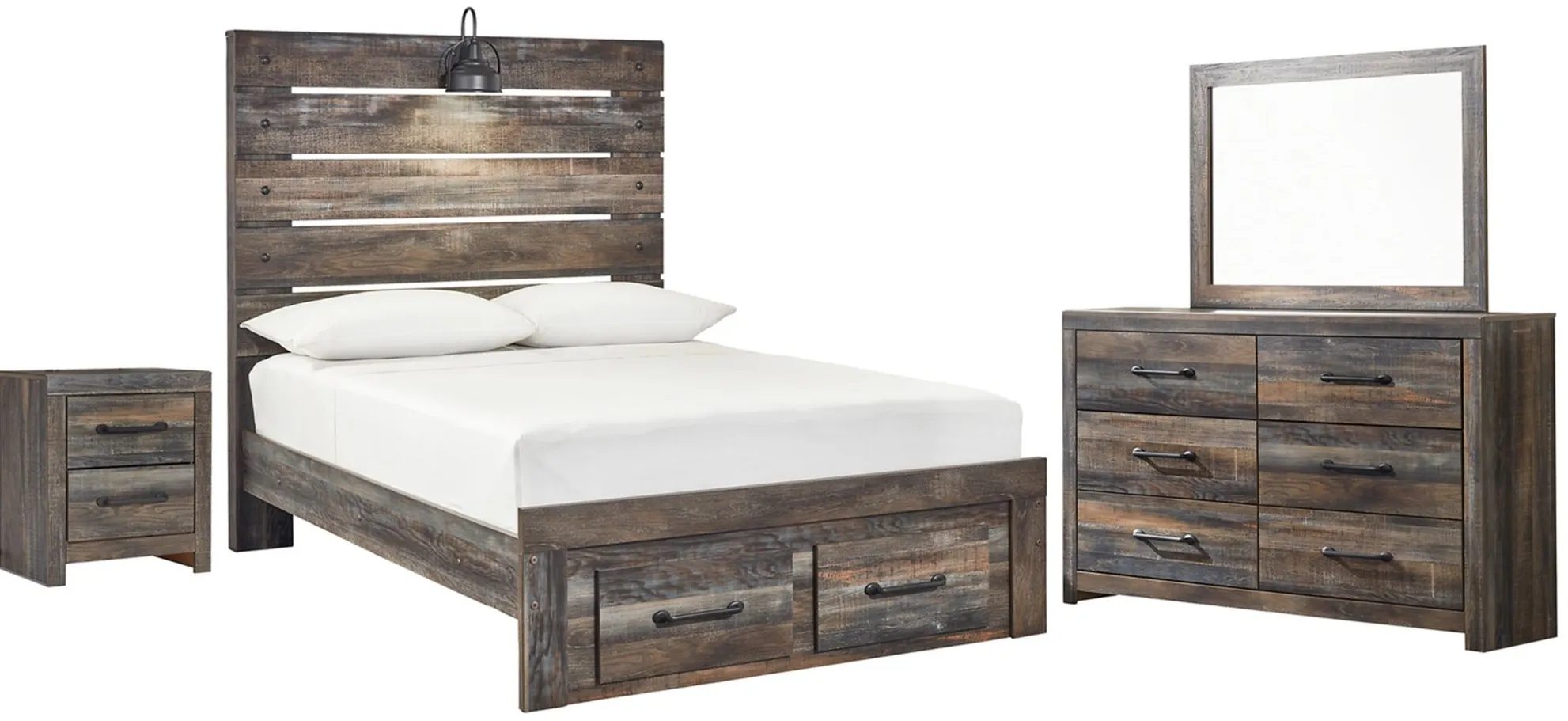 Luna 4-Pc. Panel Bedroom Set w/Storage in Rustic Brown by Ashley Furniture