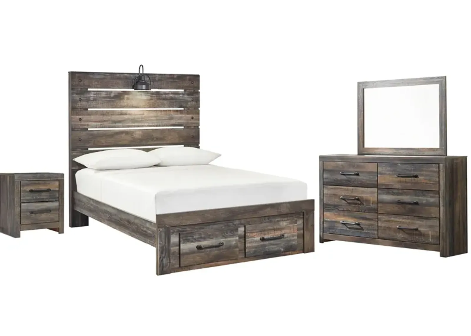 Luna 4-Pc. Panel Bedroom Set w/Storage in Rustic Brown by Ashley Furniture