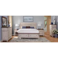 Belmont 4-pc Storage Bedroom Set in Timbered Brown Farmhouse & Antique Linen by Napa Furniture Design