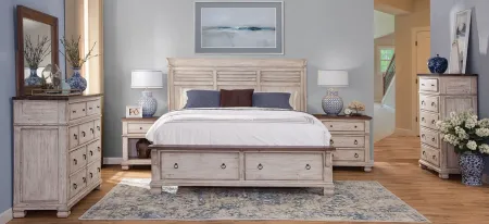 Belmont 4-pc Storage Bedroom Set in Timbered Brown Farmhouse & Antique Linen by Napa Furniture Design