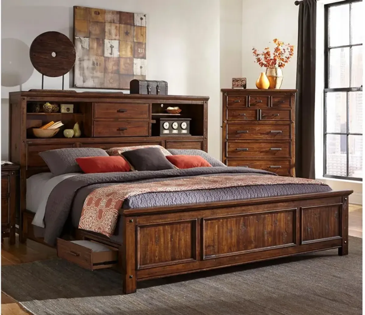 Wolf Creek King Bookcase Storage Bed