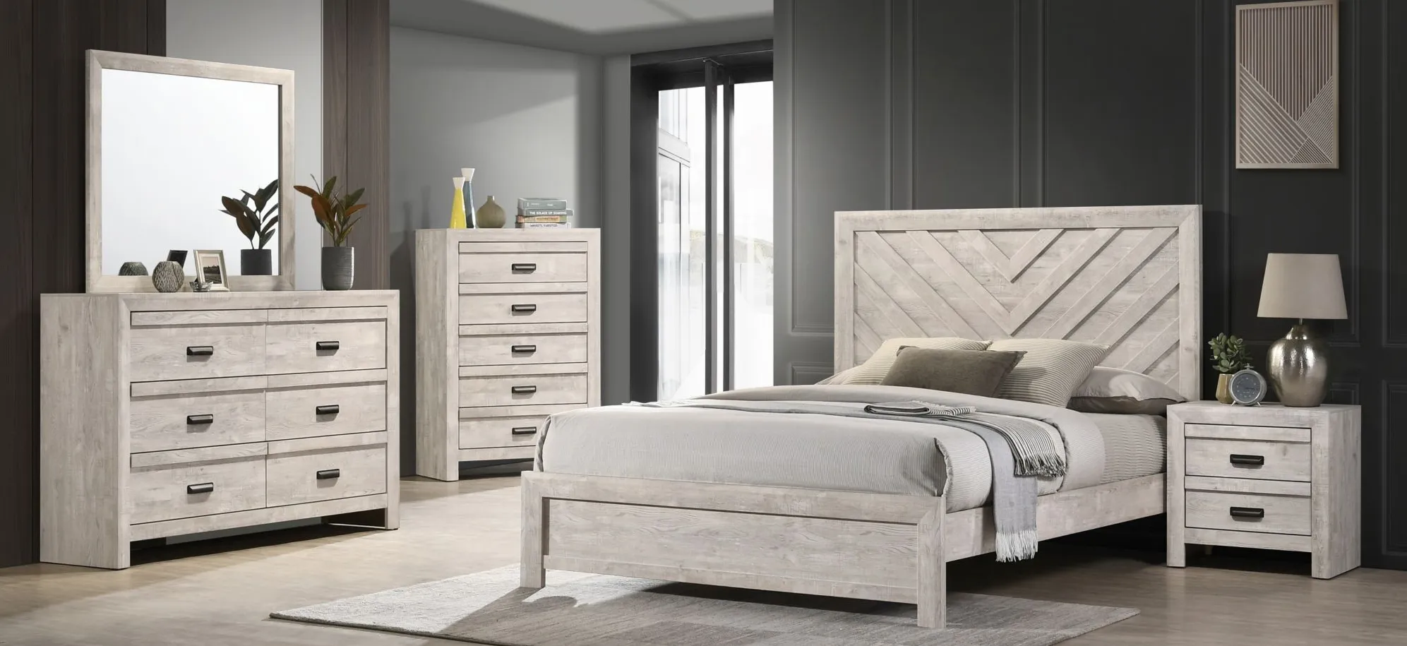 Valor 5-Pc Queen Bedroom Set in White by Crown Mark