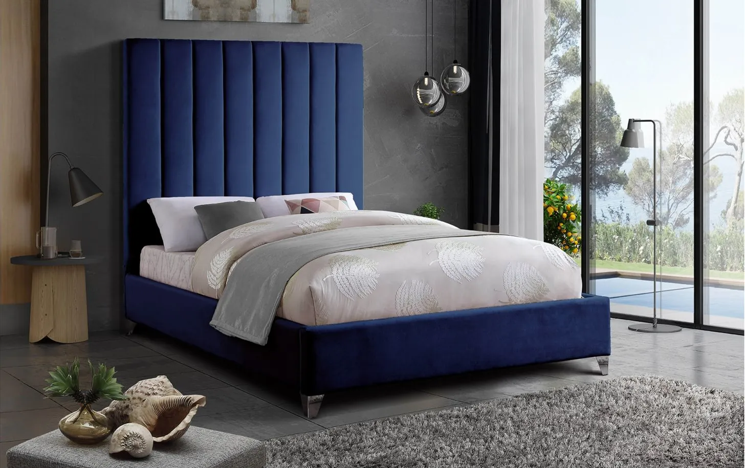 Via King Bed in Gray by Meridian Furniture