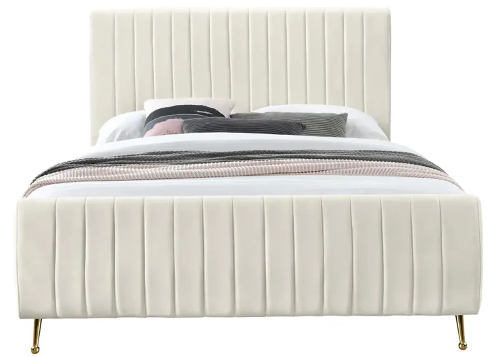 Zara King Bed in Cream White by Meridian Furniture