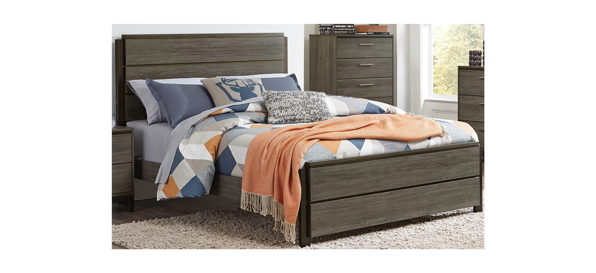 Solace Bed in Antique gray and dark brown by Homelegance