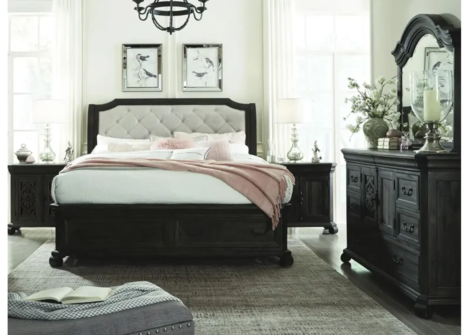 Bellamy Upholstered 4-pc. Sleigh Bedroom Set with Storage Bed