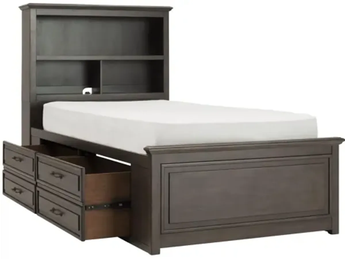 Kieran Platform Bookcase Bed w/ 1-Side Storage