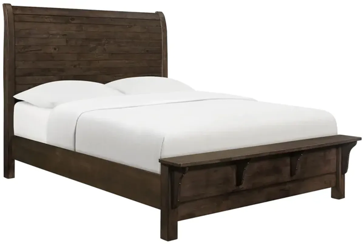 Ashton Hills Sleigh Bed with Bench Footboard in ash brown by Emerald Home Furnishings