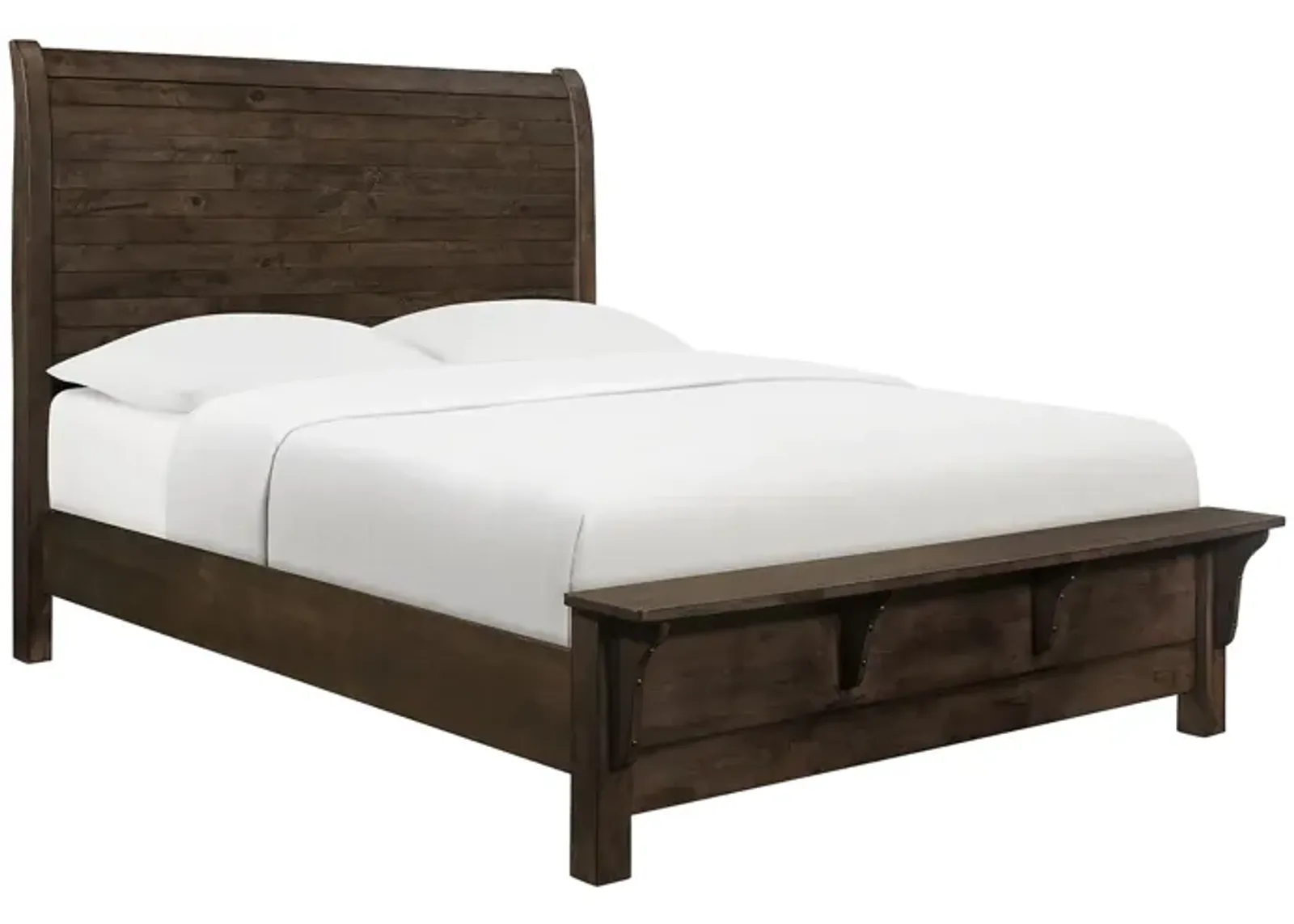 Ashton Hills Sleigh Bed with Bench Footboard in ash brown by Emerald Home Furnishings