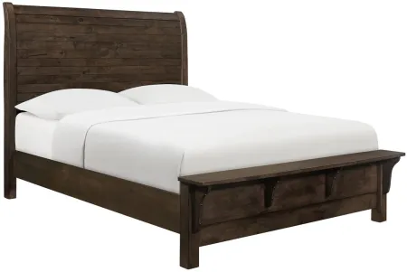 Ashton Hills Sleigh Bed with Bench Footboard in ash brown by Emerald Home Furnishings
