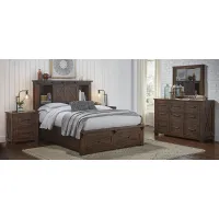 Sun Valley 4-pc. Bedroom Set w/ Storage Bed in Rustic Timber by A-America