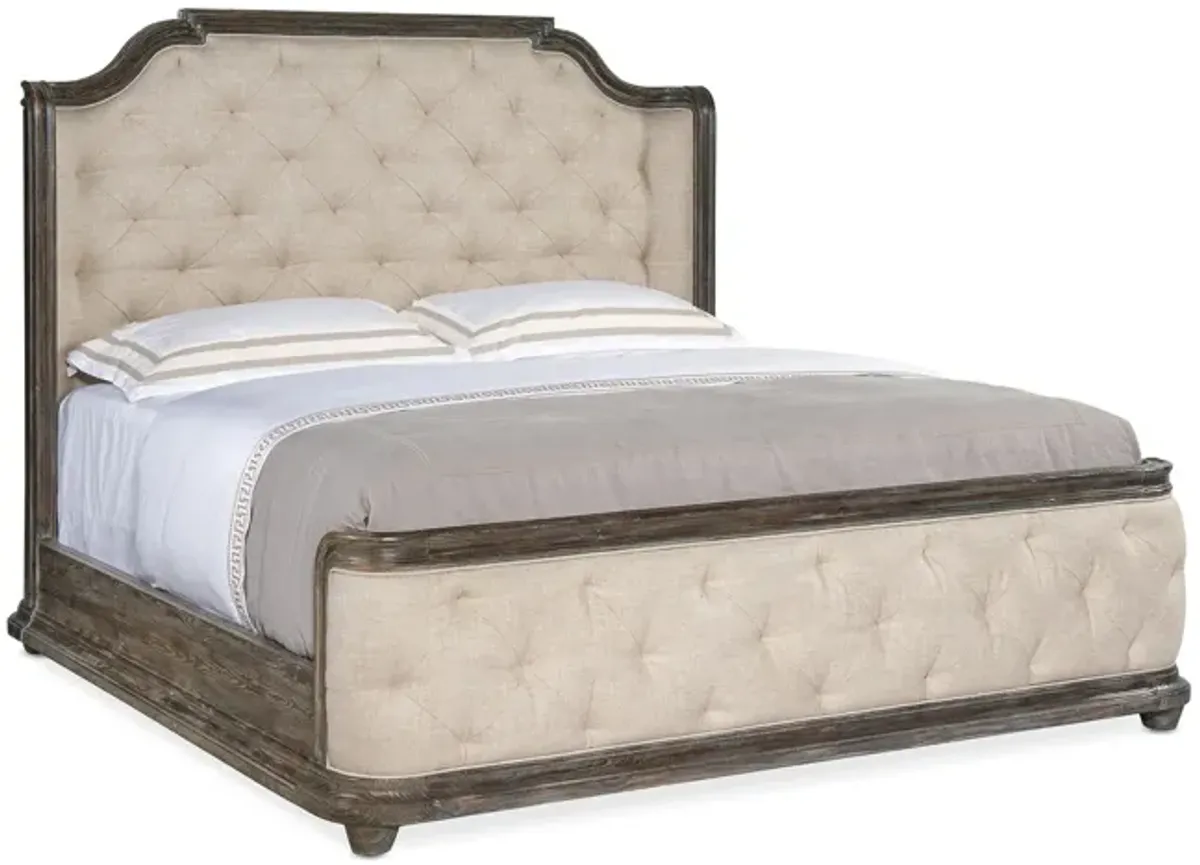 Traditions Upholstered Panel Bed in Dark Wood by Hooker Furniture