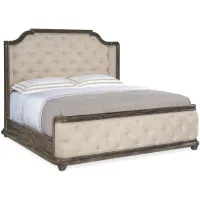Traditions Upholstered Panel Bed in Dark Wood by Hooker Furniture