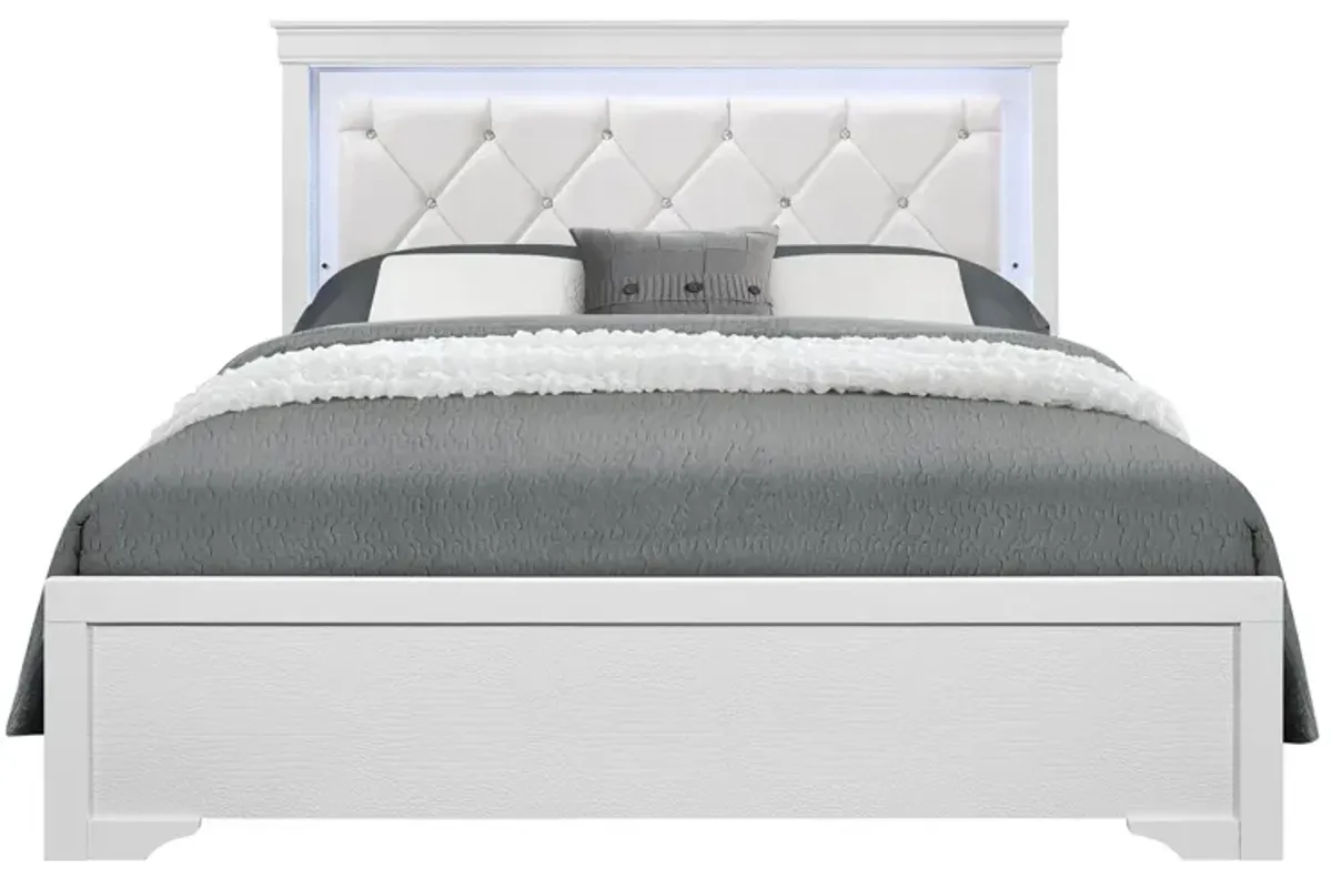 Pompei Bed w/ LED Light in Metallic White by Global Furniture Furniture USA