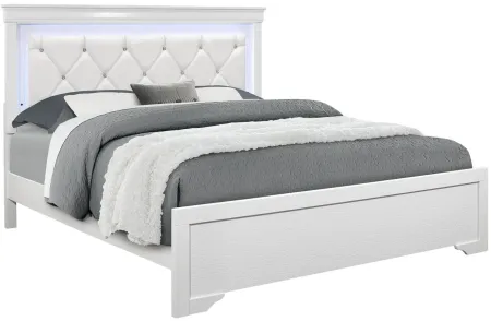 Pompei Bed w/ LED Light in Metallic White by Global Furniture Furniture USA