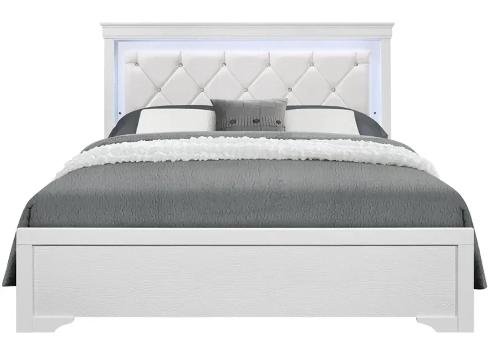 Pompei Bed w/ LED Light in Metallic White by Global Furniture Furniture USA