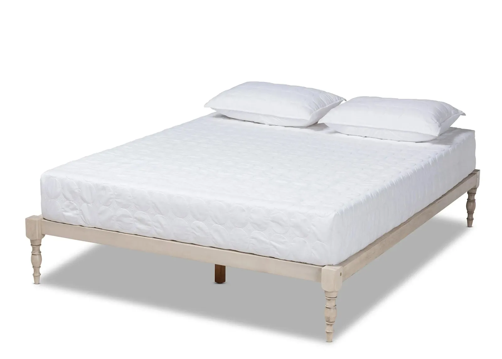 Iseline Queen Size Platform Bed Frame in Antique White by Wholesale Interiors