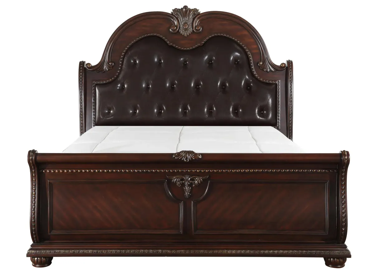 Palace Upholstered Bed in Dark Cherry by Homelegance