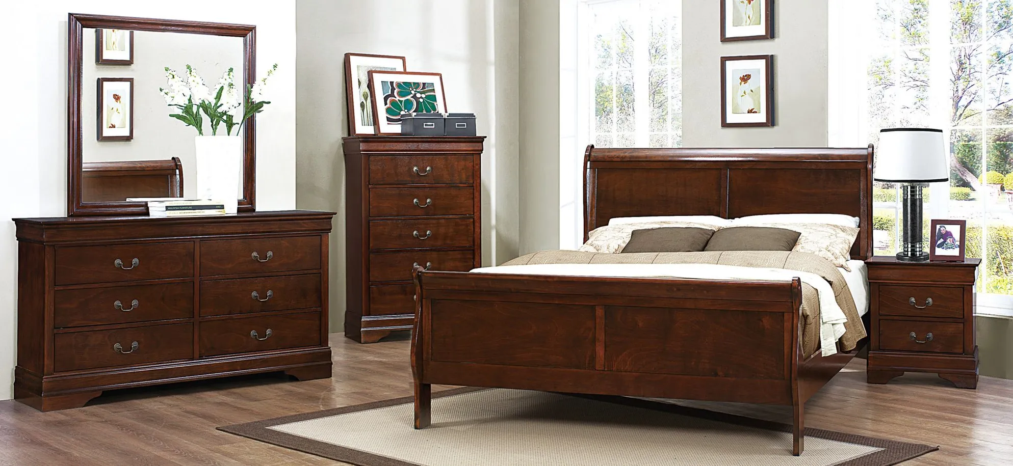 Edina Bed in Brown Cherry by Homelegance