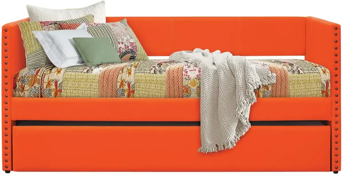 Tia Twin Daybed With Trundle in Orange by Homelegance